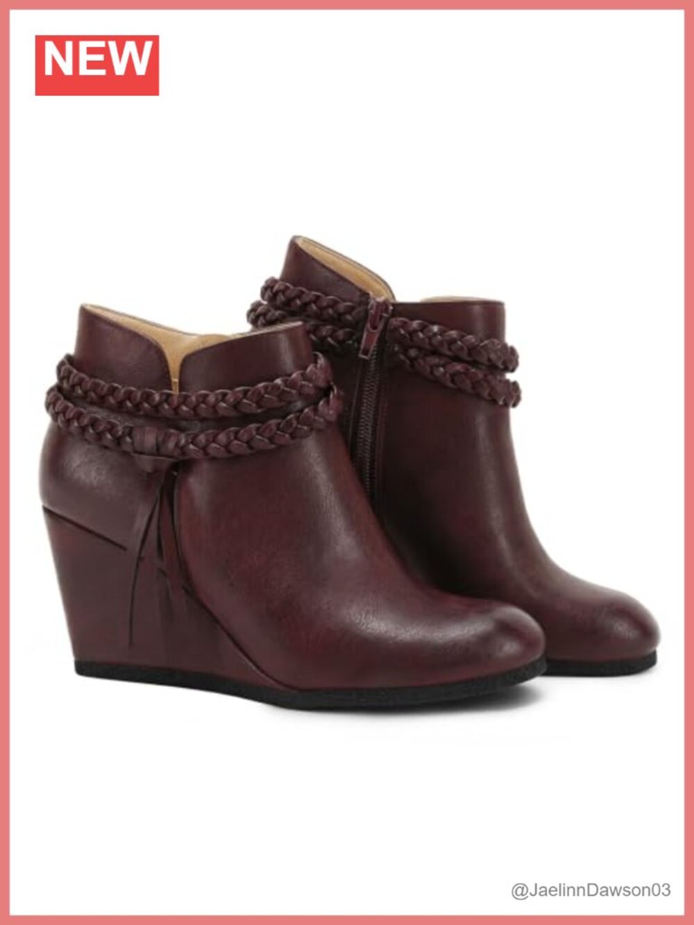 Faux Suede Wedge Ankle Booties Braided Fringe Strap Western Heel